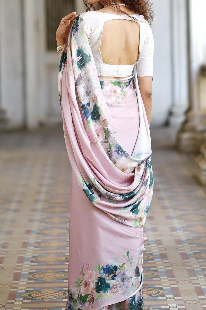 Buy-Blushing Fields - Satin Saree-Cyahi-Online