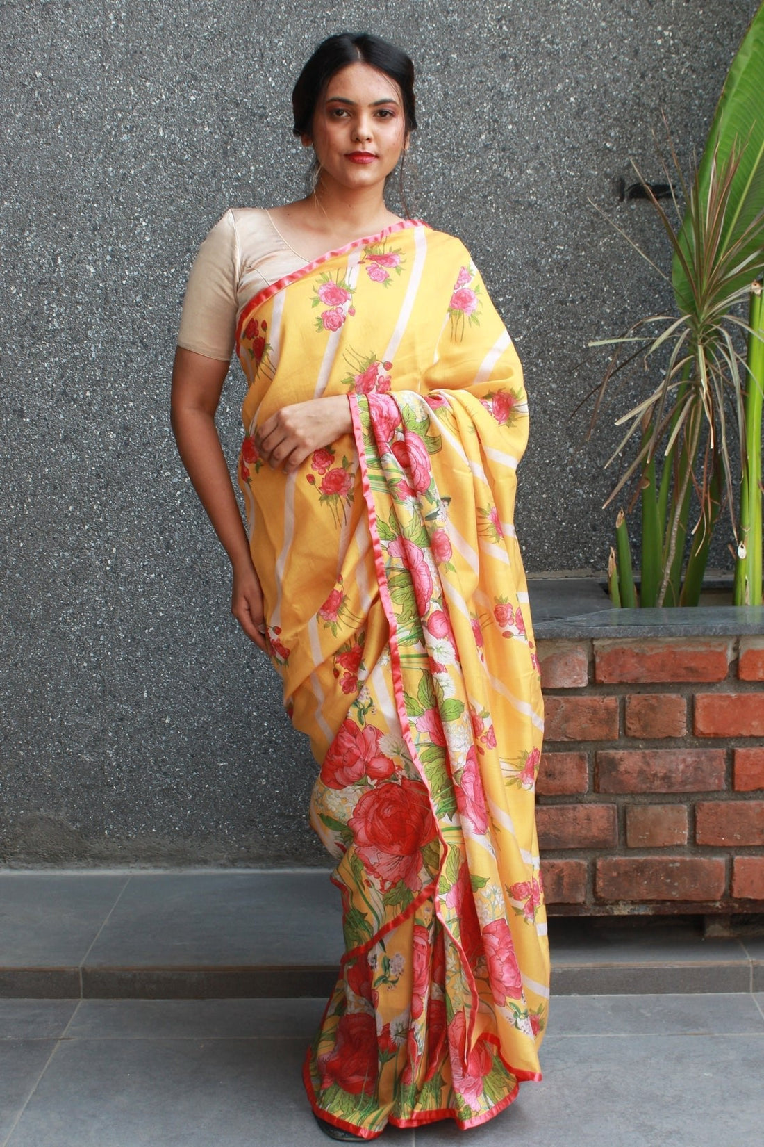 Peonies - Chanderi Saree