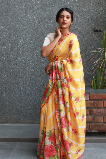 Peonies - Chanderi Saree